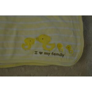 Child of Mine by Carter's Duck Baby Blanket Yellow Stripe I Love My Family Heart